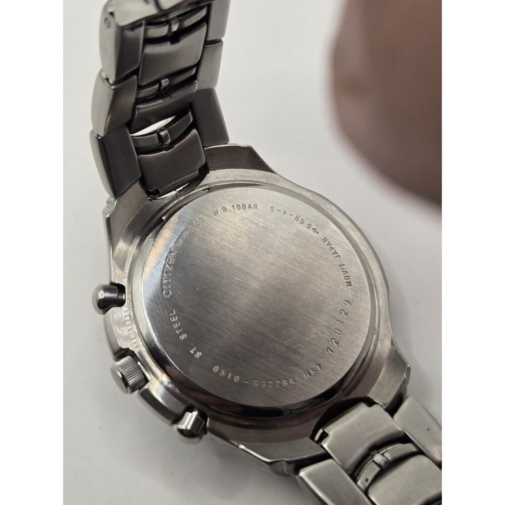 Citizen Chronograph 42mm Watch 0510-S92294 GN-4-S. New Battery. 8.5+" Band - Picture 5 of 10